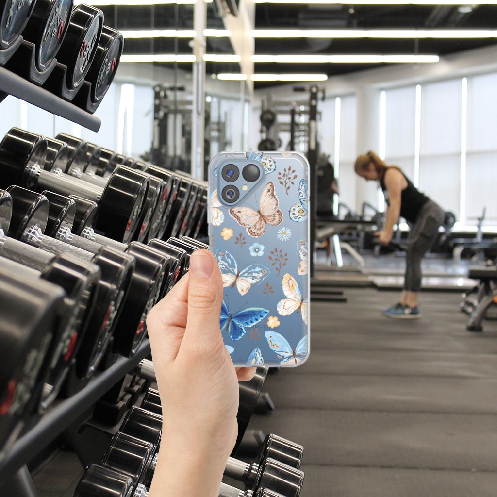 Fairphone 5 TPU Hoesje Vlinder achterkant hand gym
