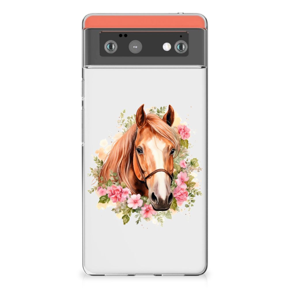 Google Pixel 6 TPU Hoesje Paard design voorkant