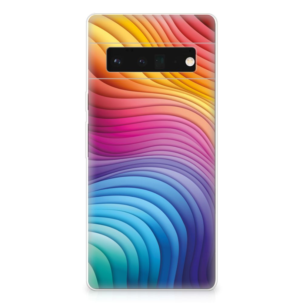 Google Pixel 6 Pro TPU Hoesje Regenboog kleurrijk design achterkant