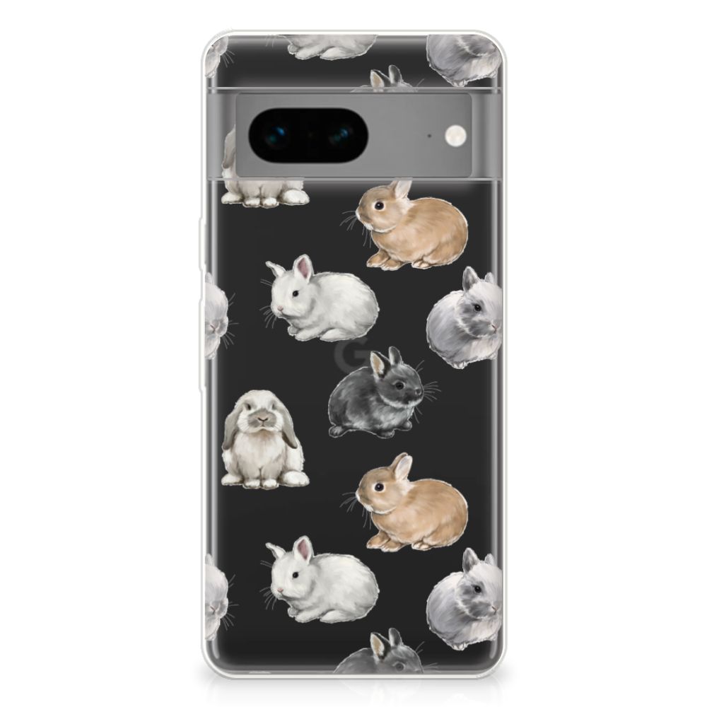 Google Pixel 7 TPU Hoesje Konijntjes ontwerp voorkant