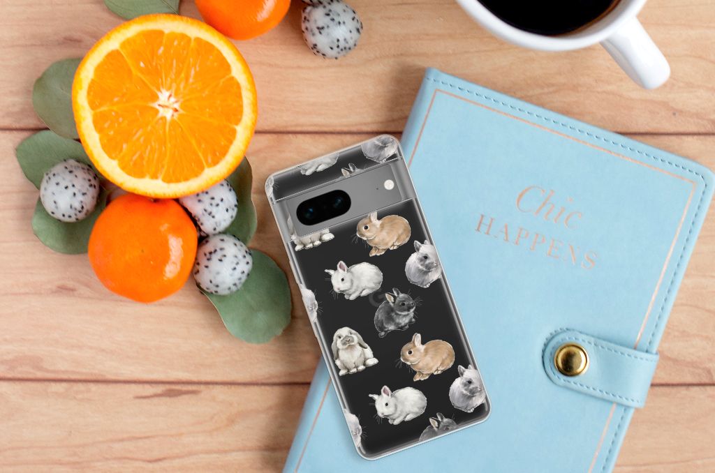 TPU Hoesje voor Google Pixel 7 Konijntjes design konijnen aanzicht