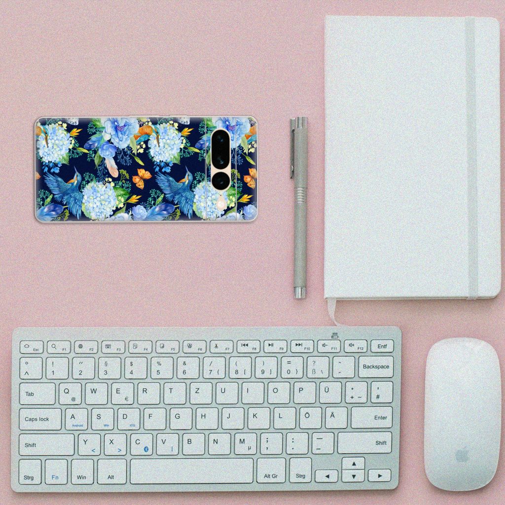 TPU Hoesje voor Google Pixel 7 Pro IJsvogel ontwerp bovenaanzicht bureau