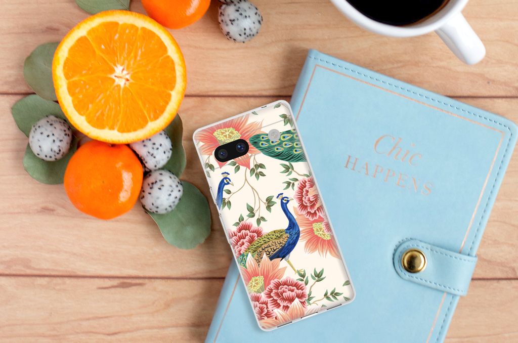 TPU Hoesje voor Google Pixel 7A Pink Peacock B2C Telecom