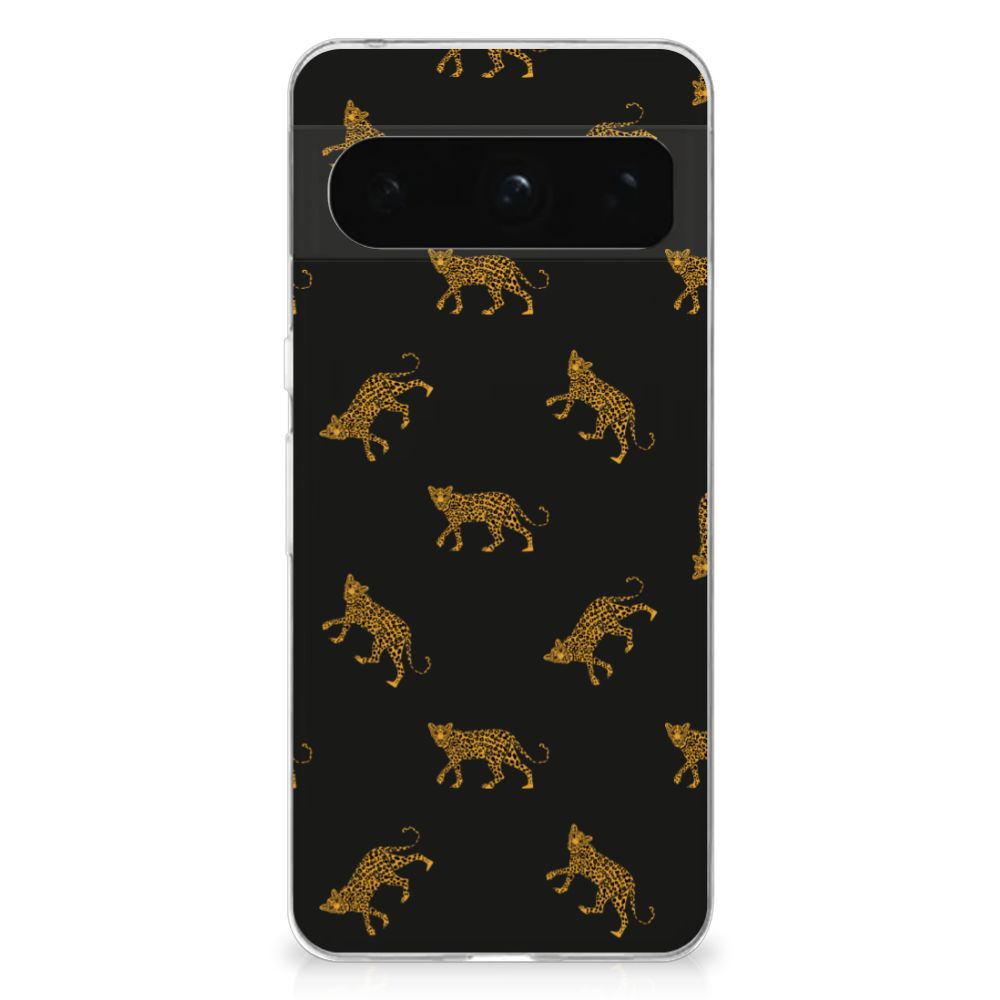 TPU Hoesje voor Google Pixel 8 Pro Leopards luipaardenprint zwart achterkant