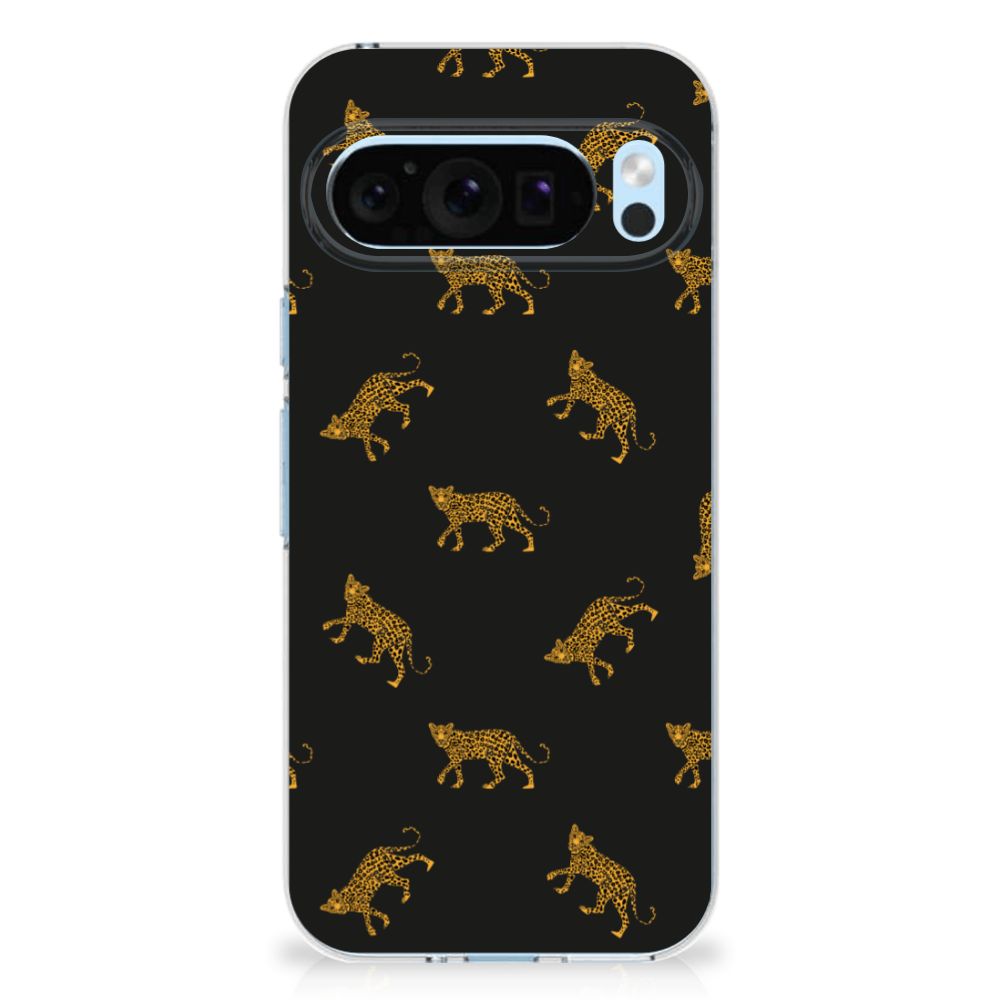TPU Hoesje voor Google Pixel 9 | 9 Pro Leopards achterzijde luipaardenprint zwart