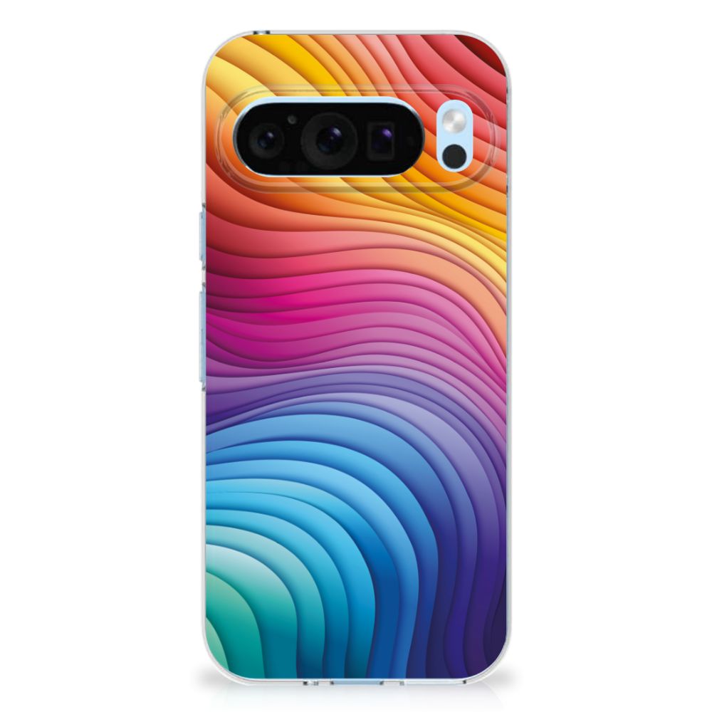 Google Pixel 9 9 Pro TPU Hoesje Regenboog design kleurrijk aanzicht