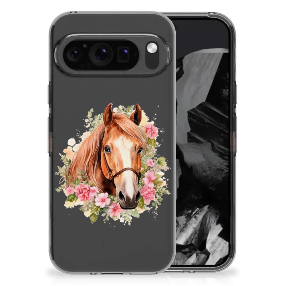 Google Pixel 9 Pro XL TPU Hoesje Paard voorkant en achterkant
