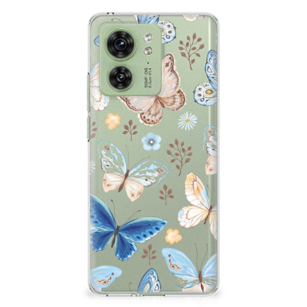 Motorola Edge 40 TPU Hoesje Vlinder achteraanzicht gekleurde vlinders
