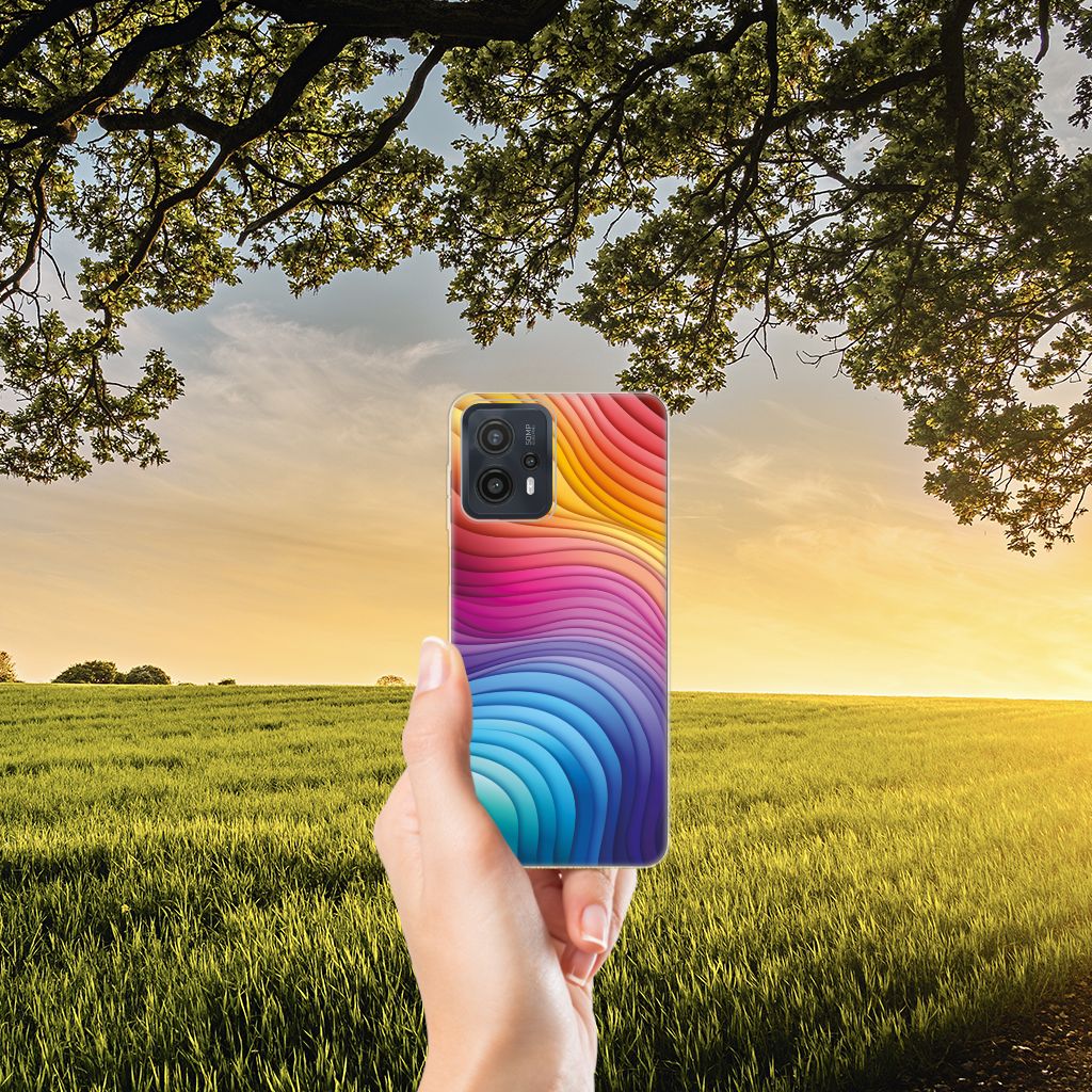 Motorola Moto G23 TPU Hoesje Regenboog hand aanzicht