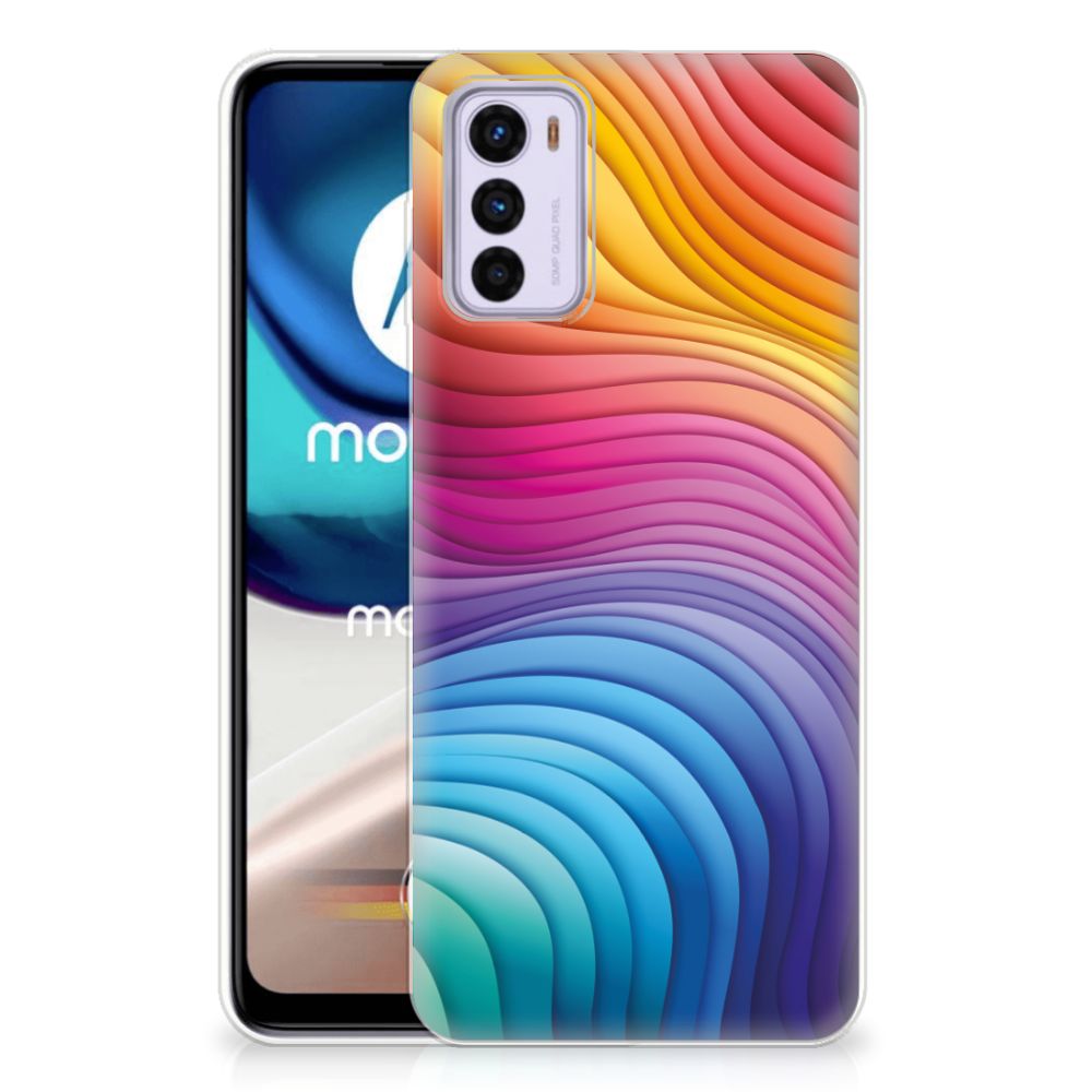 TPU Hoesje voor Motorola Moto G42 Regenboog met kleurrijk golfdesign, perfect als cadeau voor stijl en bescherming!