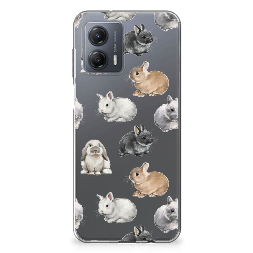 Motorola Moto G53 TPU Hoesje Konijntjes design vooraanzicht