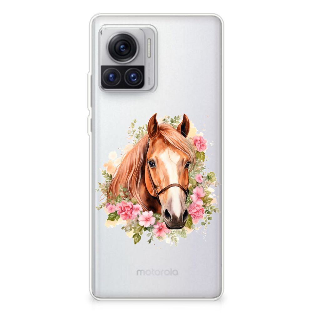 Motorola Moto X30 Pro TPU Hoesje Paard bloemen voorkant