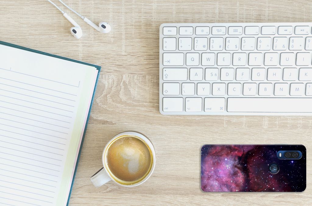 TPU Hoesje voor Motorola One Vision Galaxy heelal design achterkant