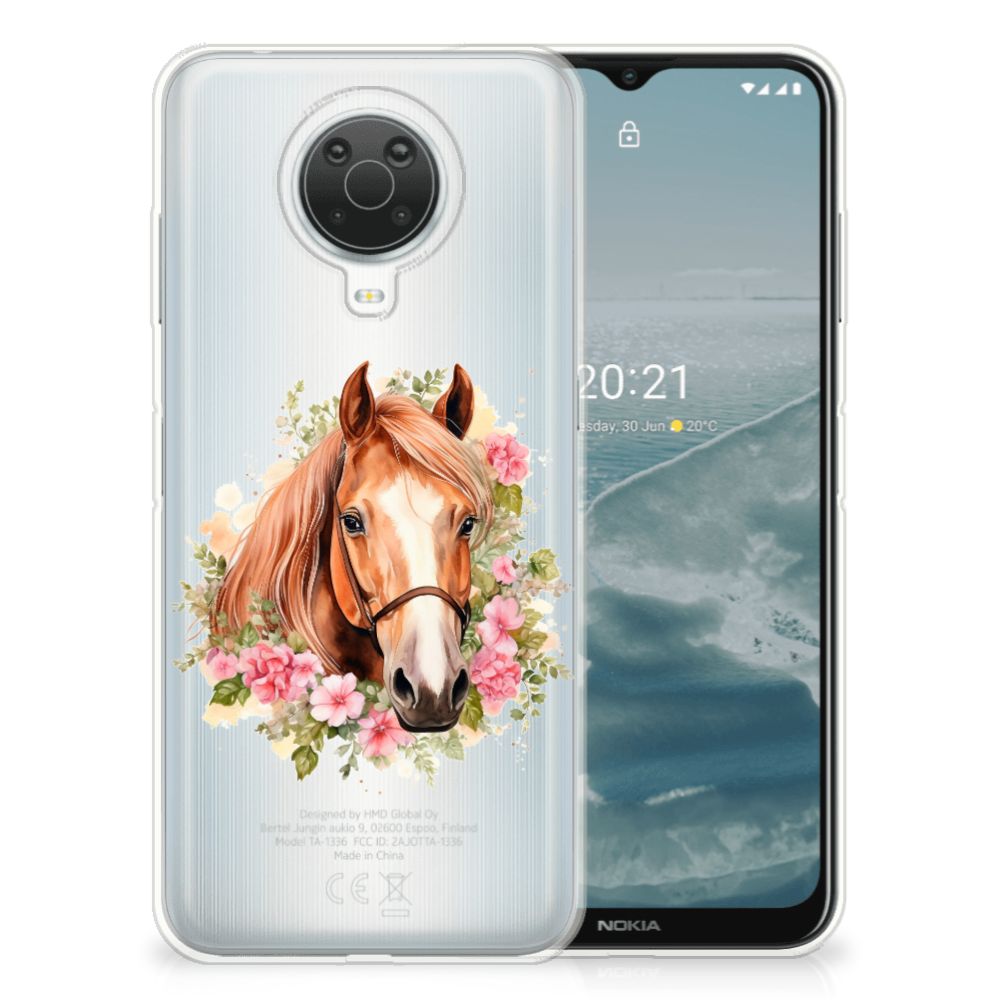 TPU Hoesje voor Nokia G20 | G10 Paard met bloemen, perfect als cadeau voor paardenliefhebbers!