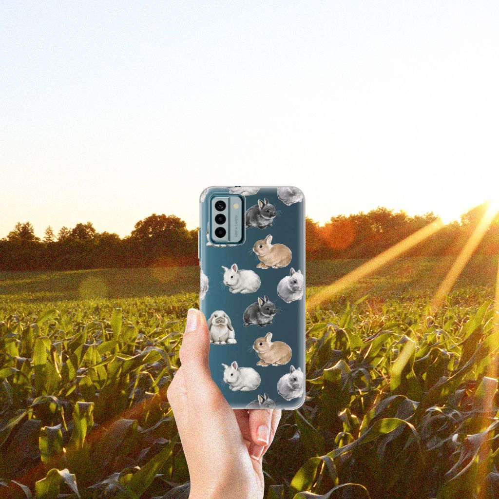 TPU Hoesje voor Nokia G22 Konijntjes achterkant in hand natuur