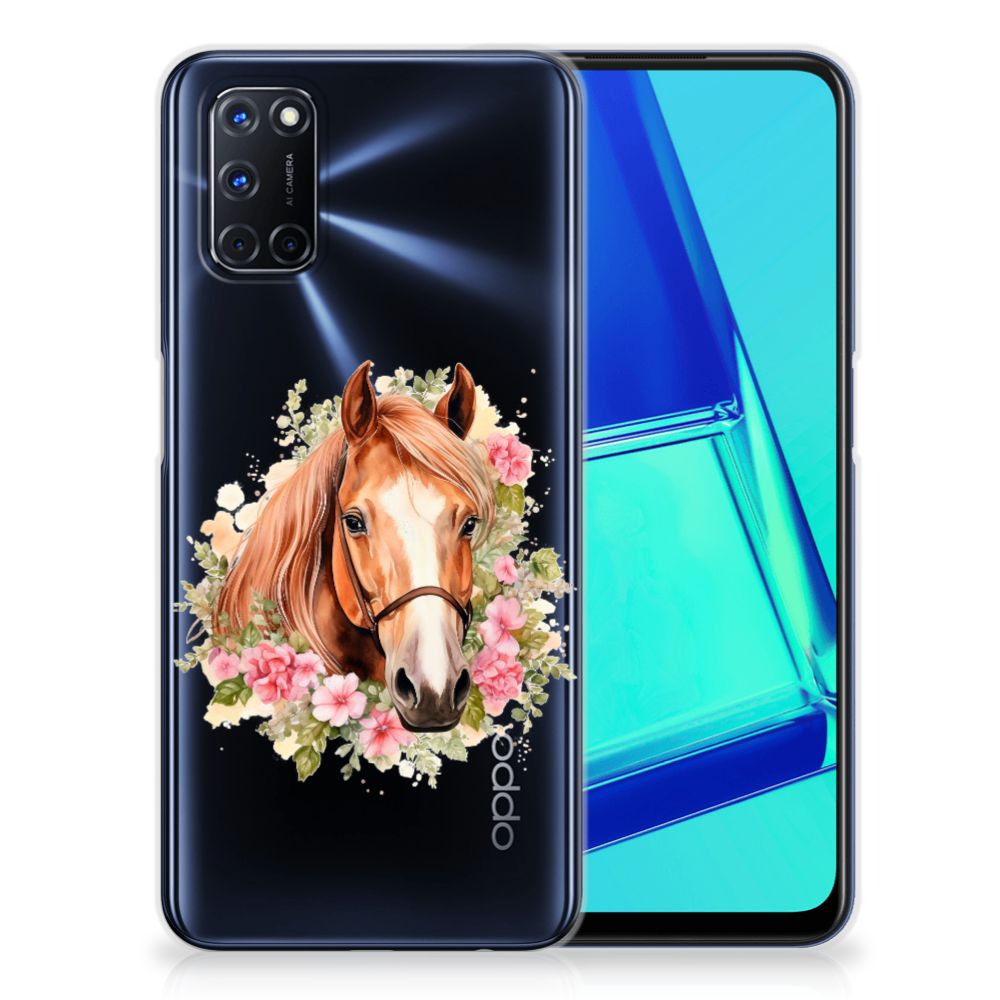 TPU Hoesje voor OPPO A52 | A72 Paard paarden bloemen voorkant