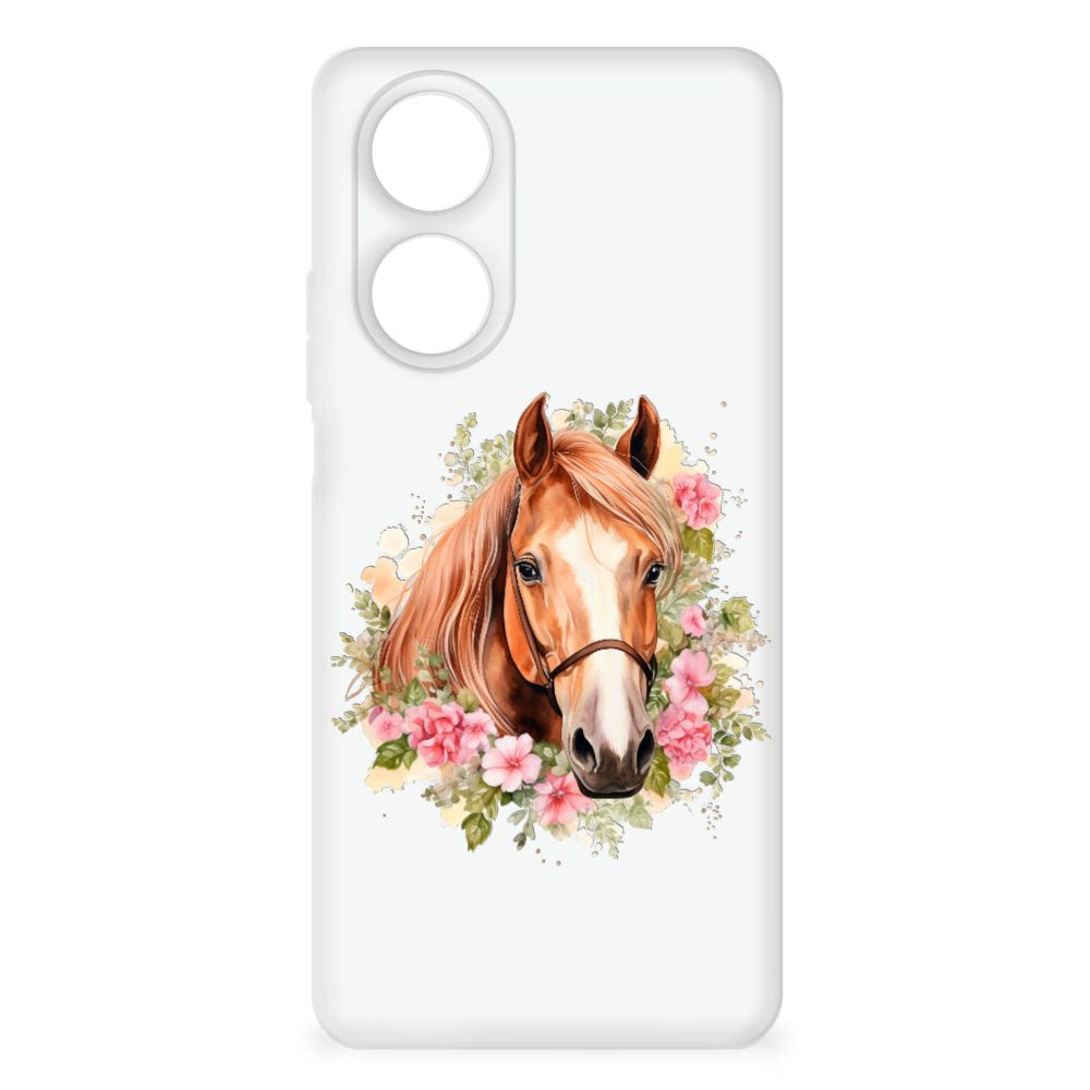 TPU Hoesje voor OPPO A58 4G Paard paard bloemen design vooraan