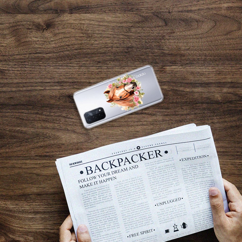 TPU Hoesje voor OPPO A74 5G | A54 5G Paard telefoonhoesje hoorn design bovenaanzicht