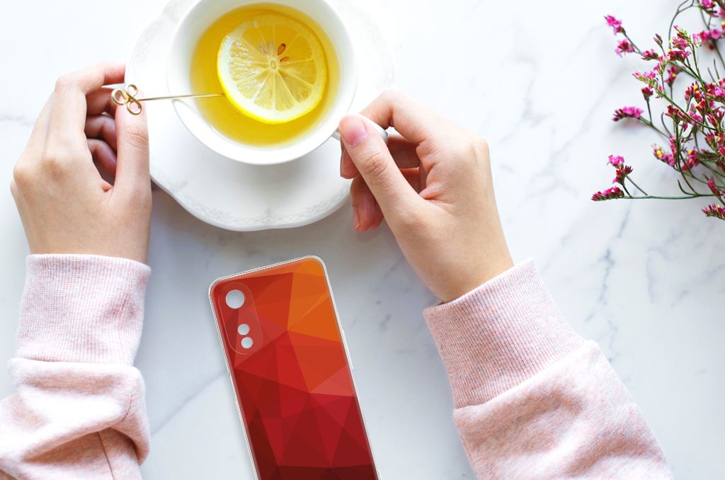 TPU Hoesje voor OPPO A78 5G | A58 5G Polygon Red design polygon red bovenaanzicht