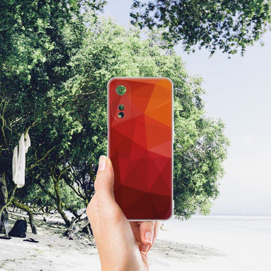 TPU Hoesje voor OPPO A78 5G | A58 5G Polygon Red hand met hoesje strand
