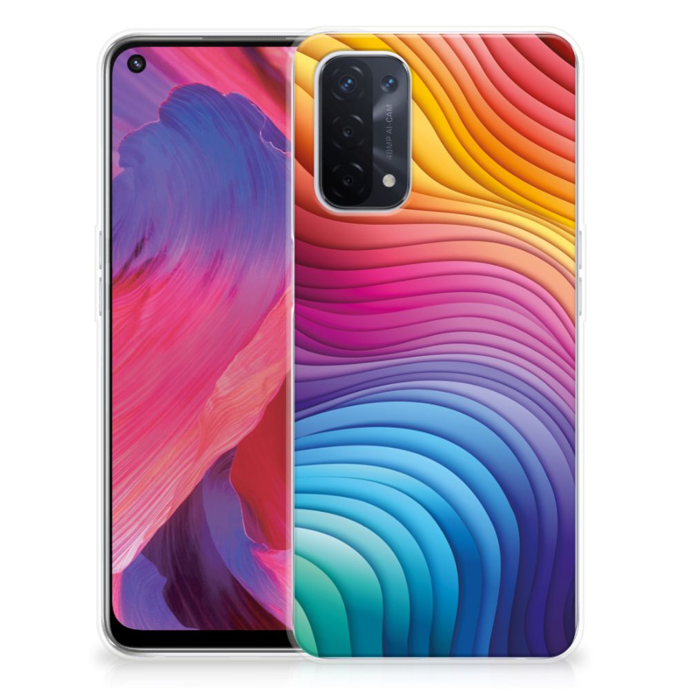 OPPO A93 5G TPU Hoesje Regenboog design kleurrijk aanzicht