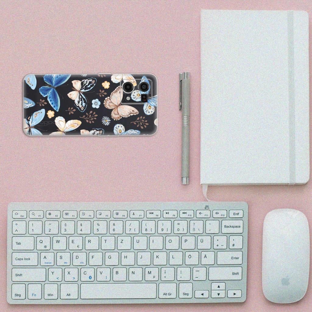 TPU Hoesje voor OPPO Reno7 4G Vlinder vlinder design bovenaanzicht bureau