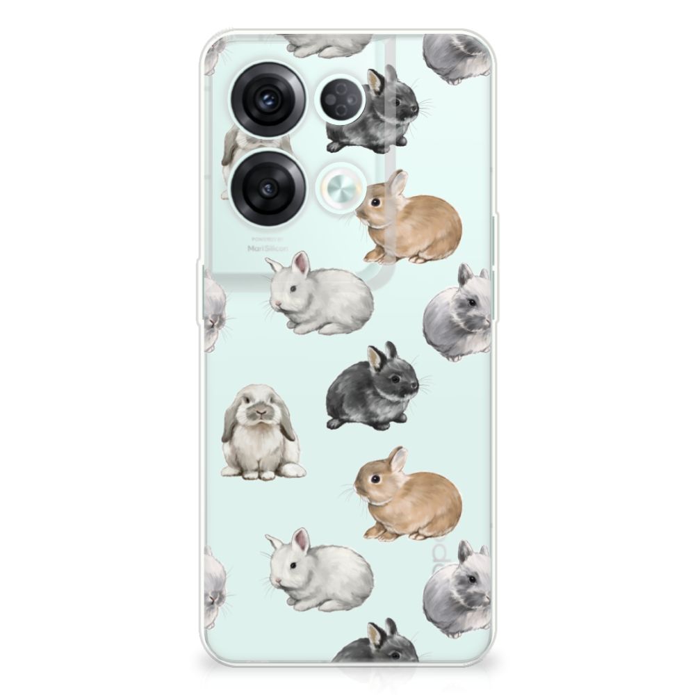 OPPO Reno8 Pro TPU Hoesje voor OPPO Reno8 Pro Konijntjes konijntjes print achterzijde