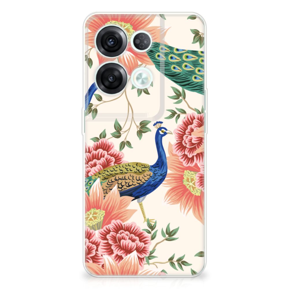 OPPO Reno8 Pro TPU Hoesje Pink Peacock voorkant