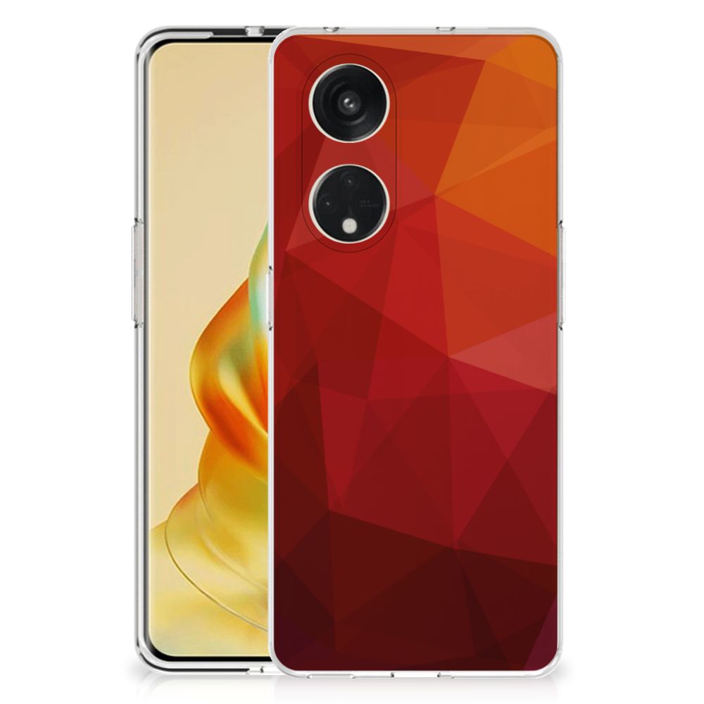 OPPO Reno8 T 5G TPU Hoesje Polygon Red abstract ontwerp achterkant
