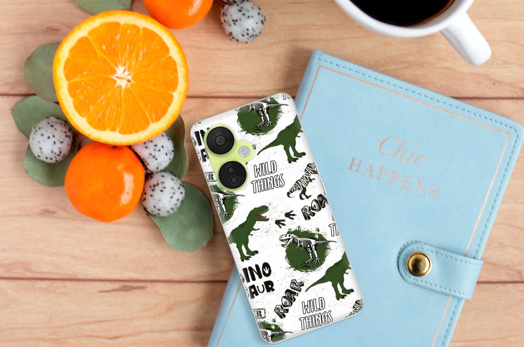 TPU Hoesje voor OnePlus Nord CE 3 Lite Dinosaurus dino design achterkant bovenaanzicht