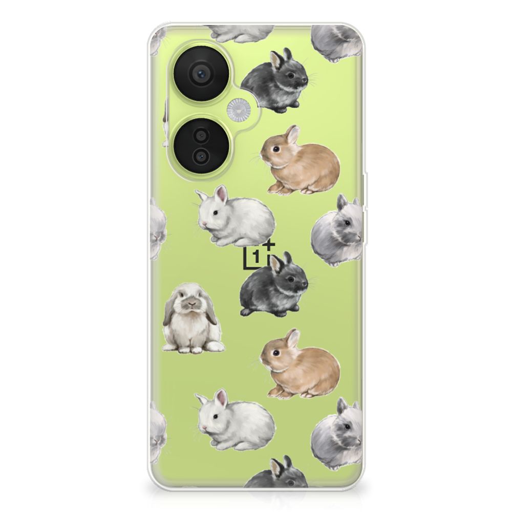 TPU Hoesje voor OnePlus Nord CE 3 Lite Konijntjes met schattige konijnen op groen ontwerp 🐰
