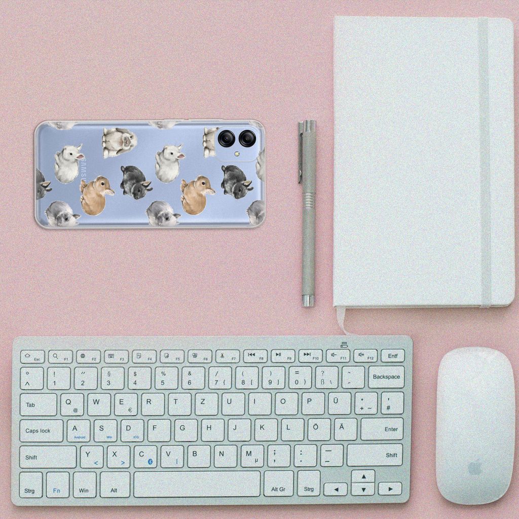 Samsung Galaxy A04e TPU Hoesje voor Samsung Galaxy A04e Konijntjes bovenaanzicht