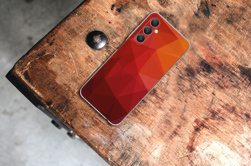 Samsung Galaxy A05S TPU Hoesje Polygon Red bovenaanzicht