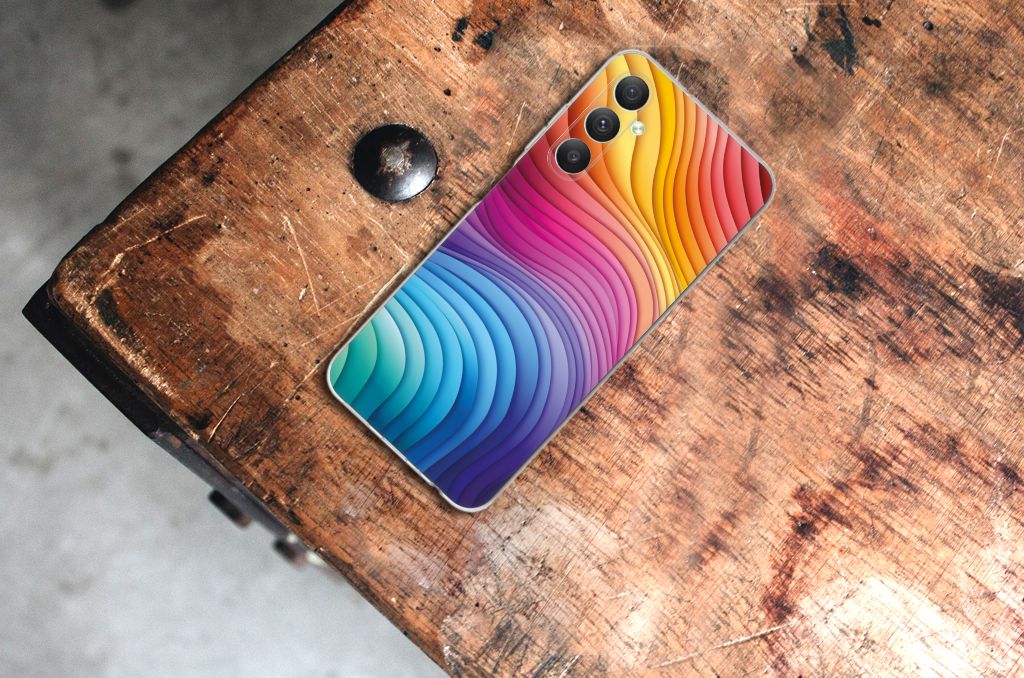 Samsung Galaxy A05S TPU Hoesje Regenboog bovenaanzicht