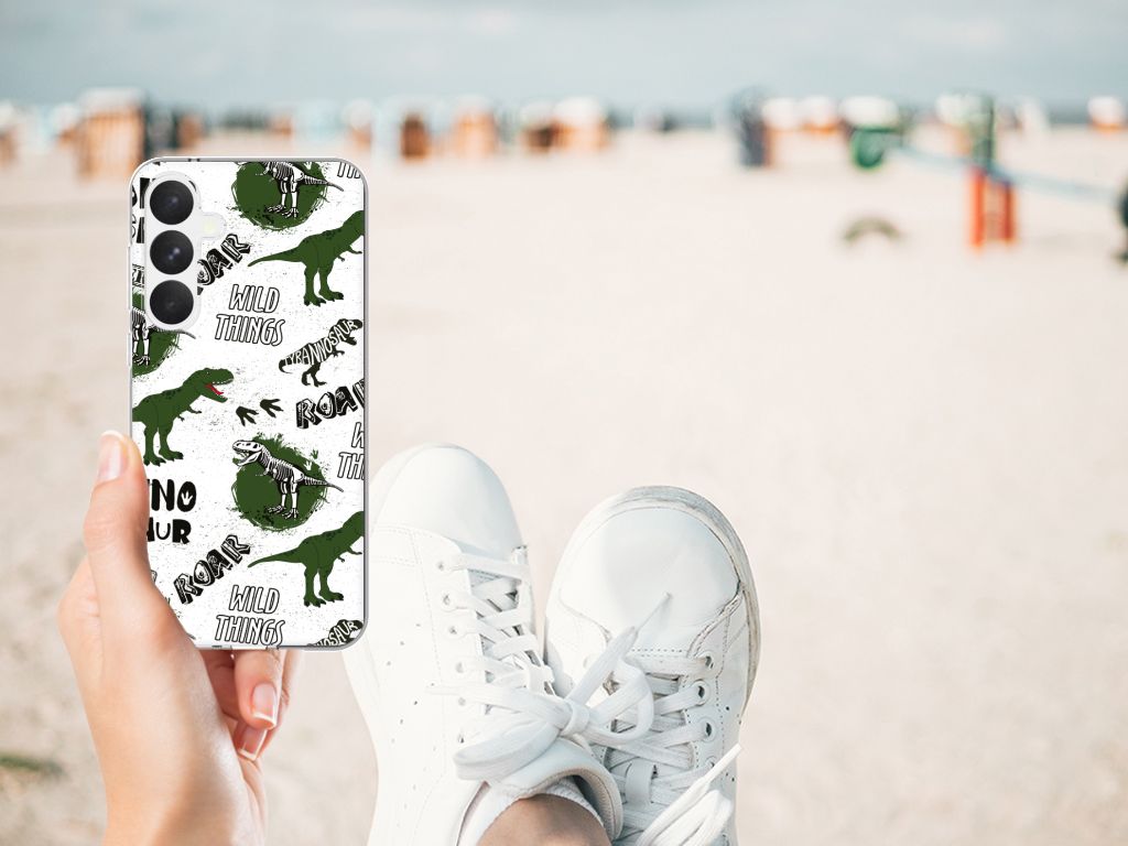 Samsung Galaxy A55 TPU Hoesje Dinosaurus design hand met schoenen