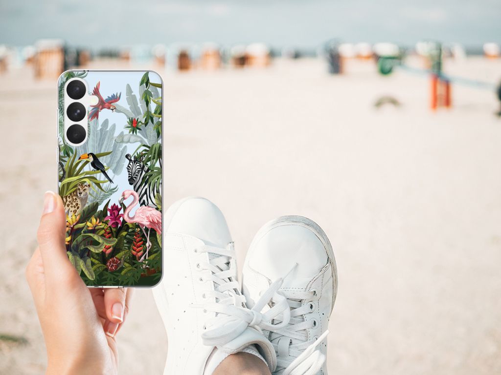 Samsung Galaxy A55 TPU Hoesje Jungle voorkant strand