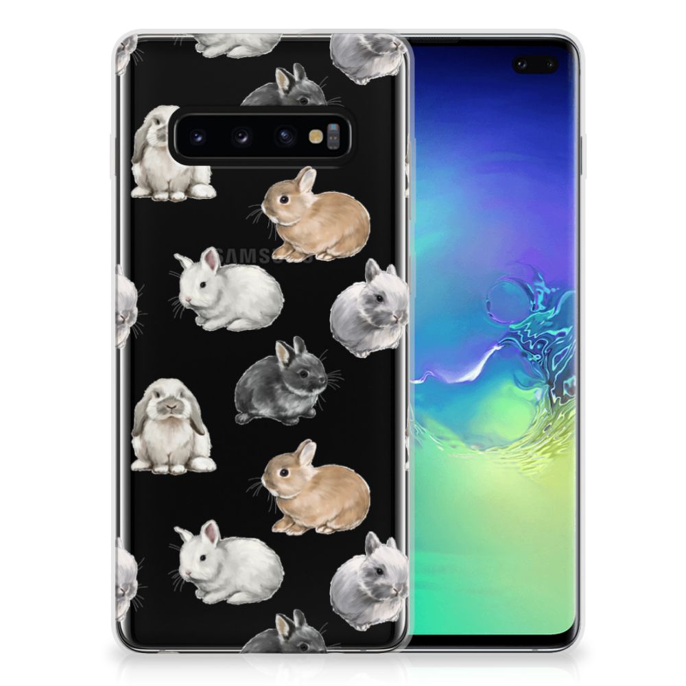Samsung Galaxy S10 Plus TPU Hoesje Konijntjes voorkant