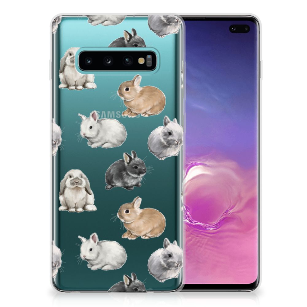 Samsung Galaxy S10 Plus TPU Hoesje Konijntjes voorkant