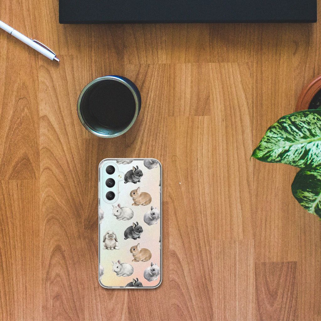 Samsung Galaxy S23 FE TPU Hoesje Konijntjes bovenaanzicht
