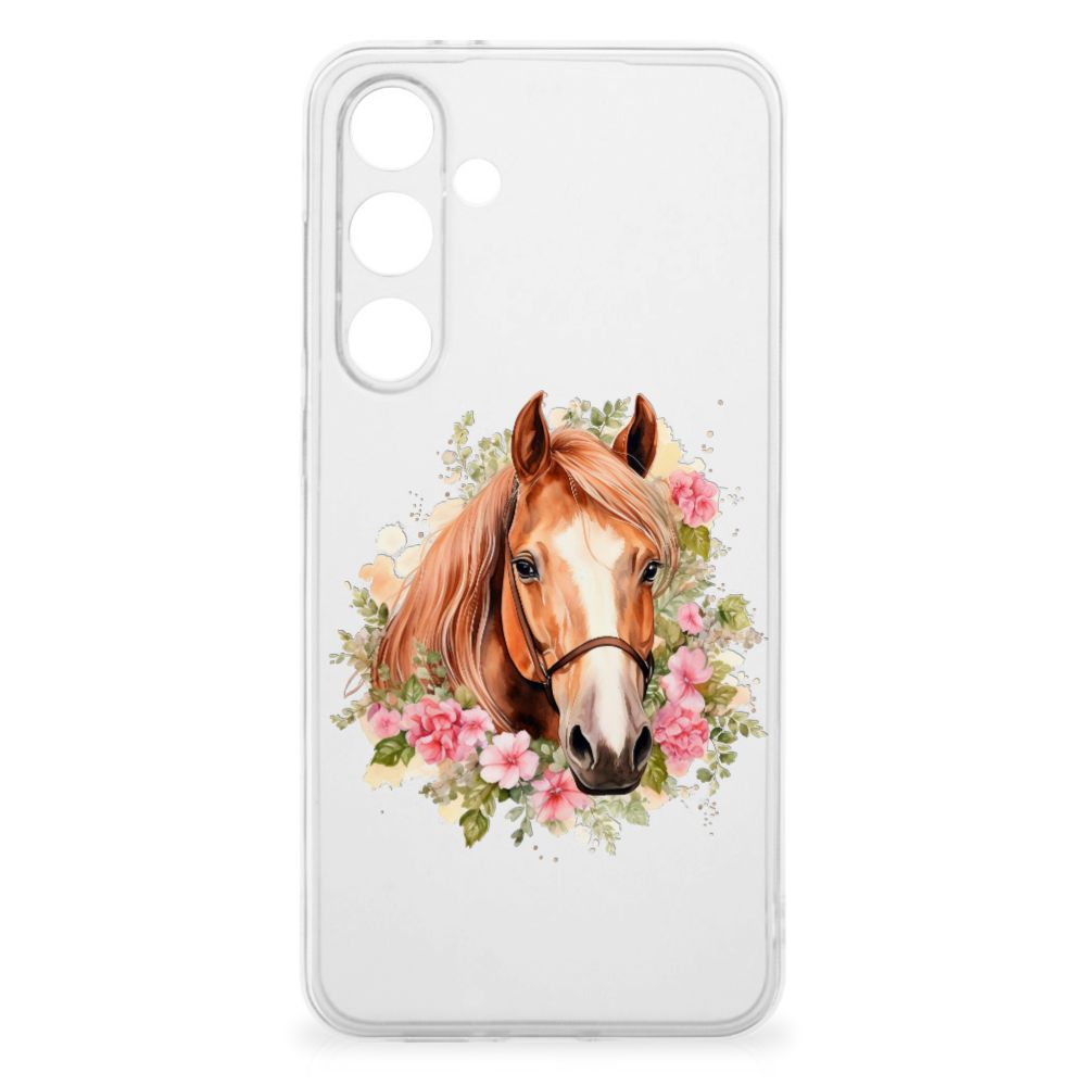 TPU Hoesje voor Samsung Galaxy S24 FE Paard paarden bloemen voorkant