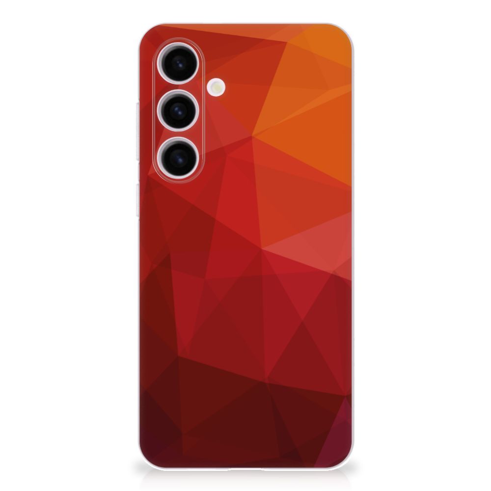 Samsung Galaxy S24 Plus TPU Hoesje Polygon Red achterkant abstracte kleuren ontwerp