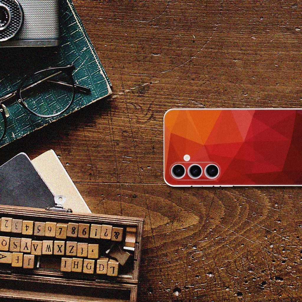 Samsung Galaxy S24 Plus TPU Hoesje Polygon Red bovenaanzicht