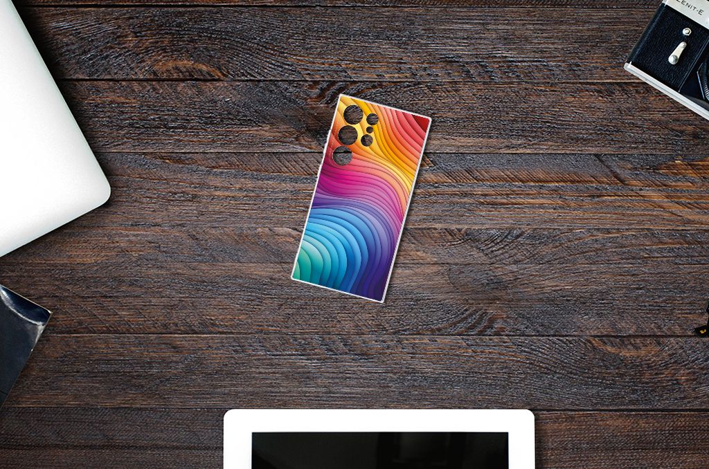 Samsung Galaxy S24 Ultra TPU Hoesje Regenboog bovenaanzicht