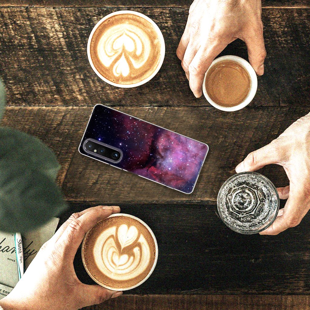 Sony Xperia 1 V TPU Hoesje Galaxy heelal design bovenaanzicht