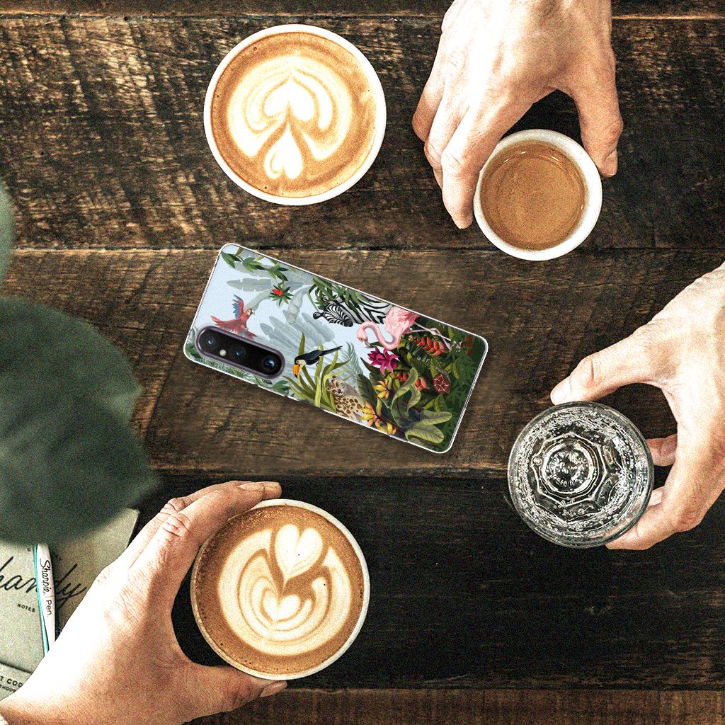 Sony Xperia 1 V TPU Hoesje voor Sony Xperia 1 V Jungle bovenaanzicht koffie