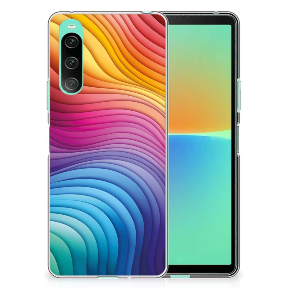 Sony Xperia 10 V TPU Hoesje Regenboog kleurverloop aanzicht