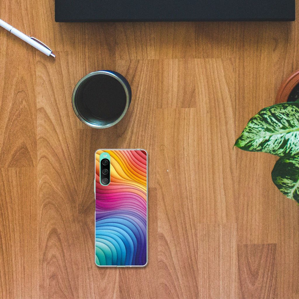 Sony Xperia 10 V TPU Hoesje voor Sony Xperia 10 V Regenboog bovenaanzicht