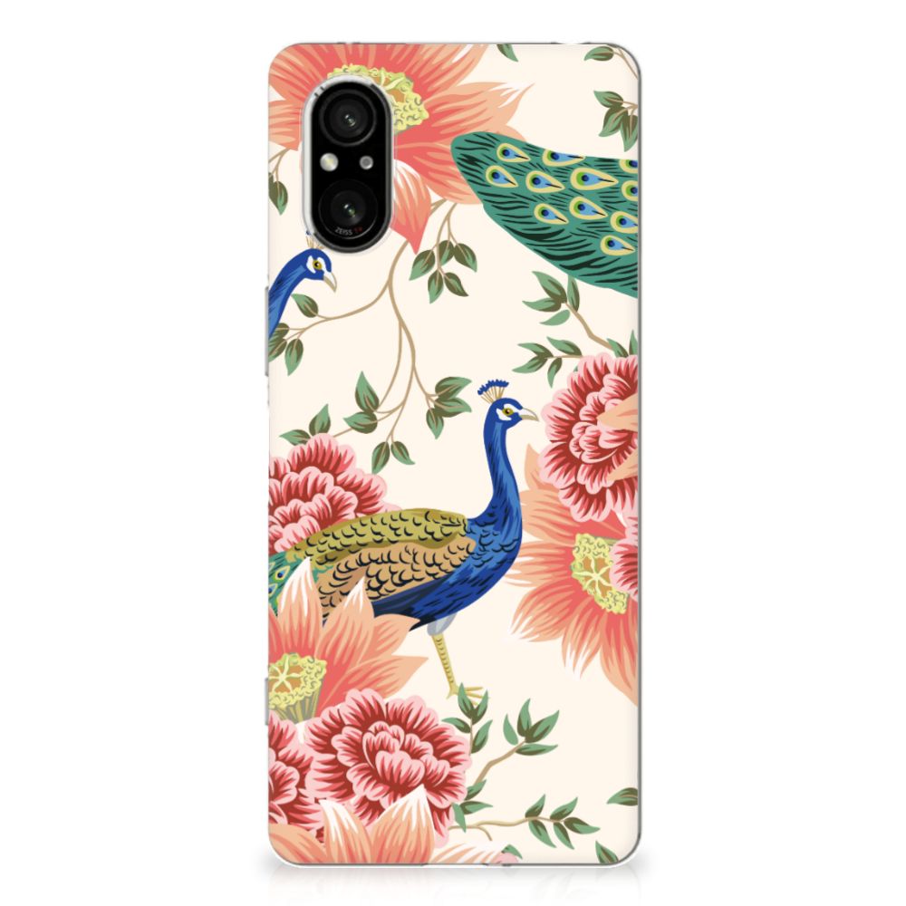 Sony Xperia 5 V TPU Hoesje Pink Peacock voorkant