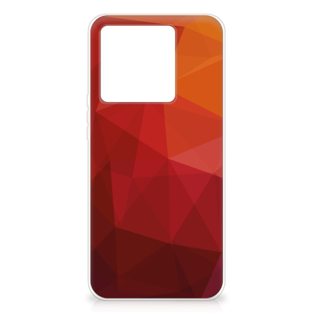 TPU Hoesje voor Xiaomi 13T Polygon Red met abstracte vormen voor uitstekende bescherming en uitstraling 🎁.