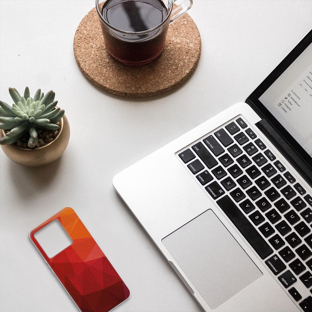 TPU Hoesje voor Xiaomi 13T Polygon Red met abstracte vormen, perfect als cadeau voor bescherming en uitstraling.